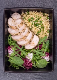 Sous Vide Turkey with Bulgur and Salad