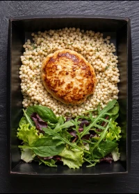 Chicken Cutlet with Couscous and Fresh Herb Salad