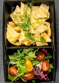 Scrambled omelette with vegetables