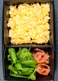Cheese scramble with salmon and spinach