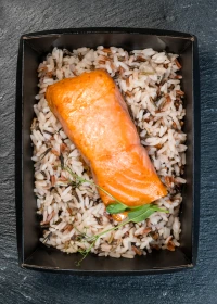 Salmon with rice mix