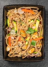 Spaghetti with seafood