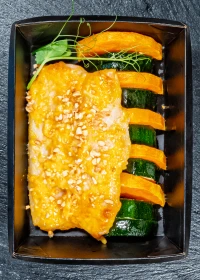 fried tilapia with pumpkin and zucchini